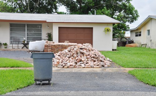 Garden waste piled for collection during yard clearance
